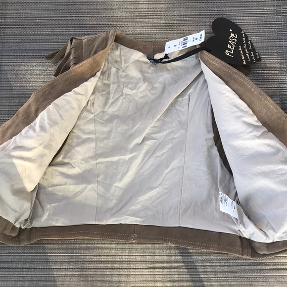 NWT LF Please Leather Suede Fringe Crop Vest - Picture 8 of 10